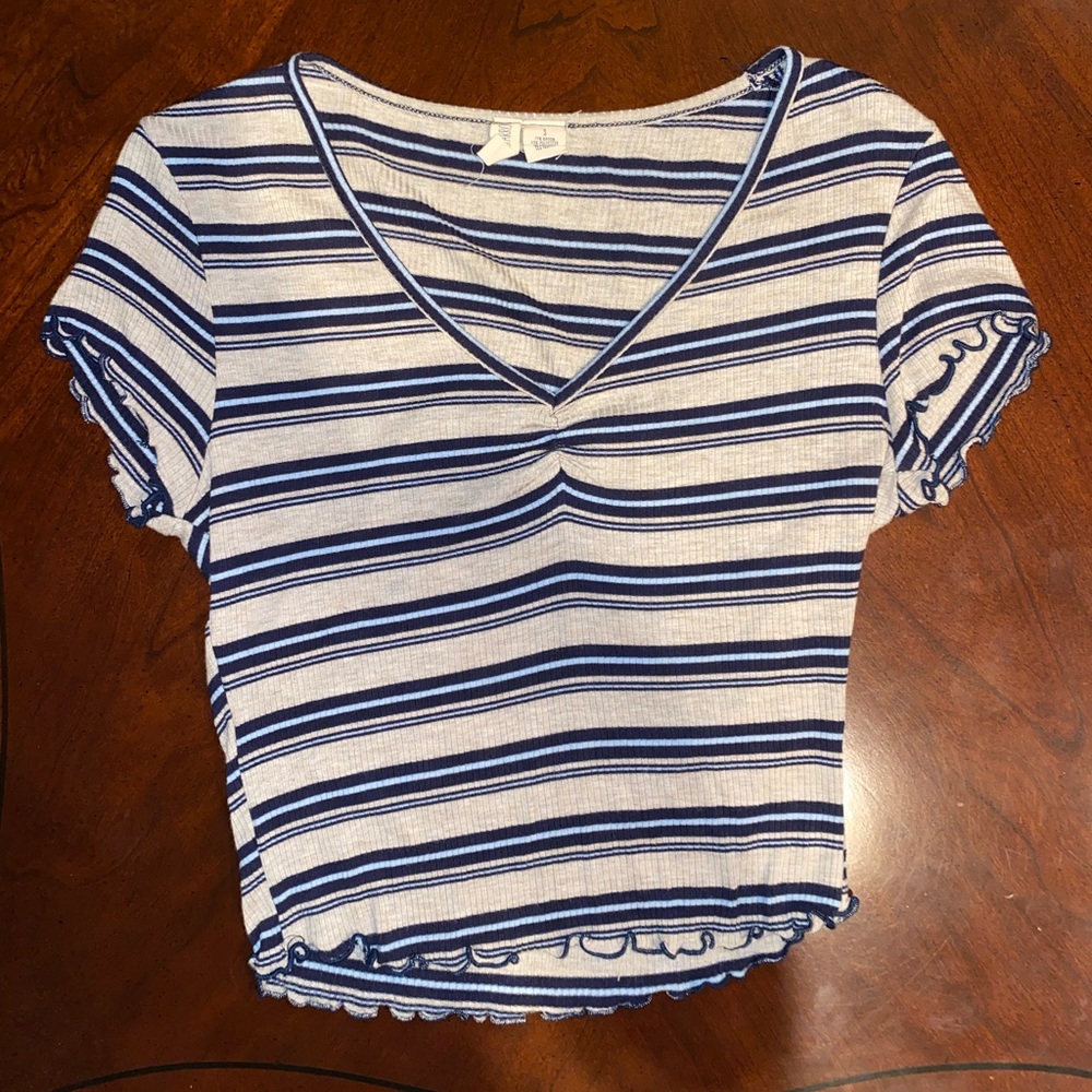 Striped V Neck Crop top